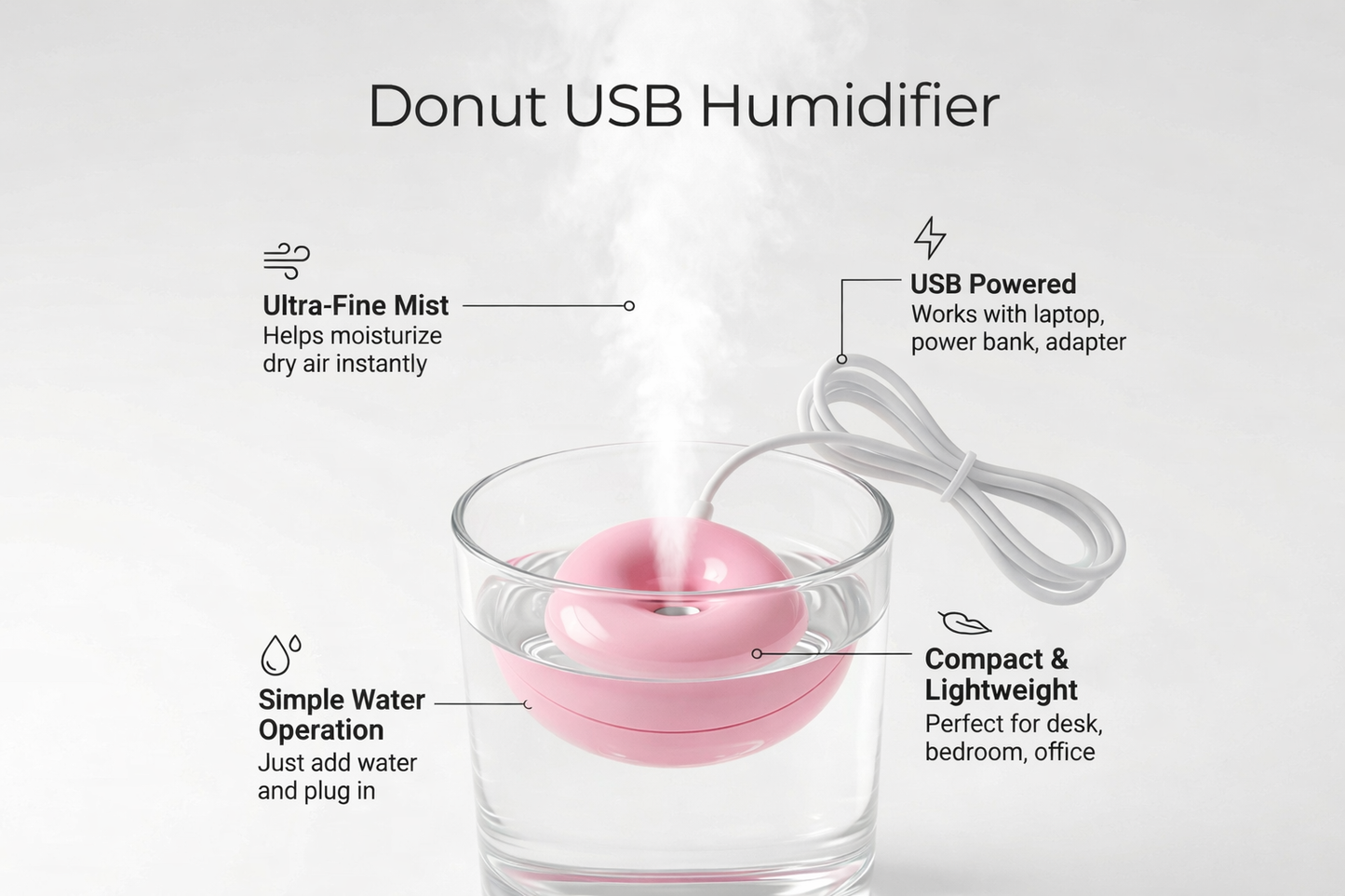 AKM Brand™ PuffDonut Mini Cup Humidifier