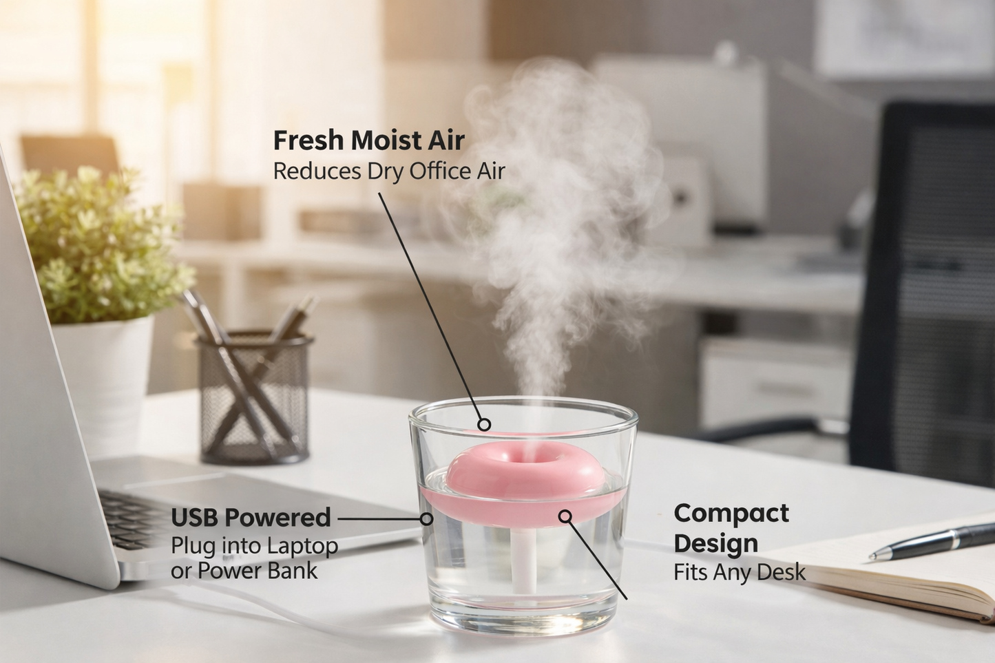 AKM Brand™ PuffDonut Mini Cup Humidifier