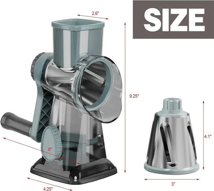 KEMORELA 3-in-1 Rotary Cheese Grater with Container - Multifunctional Manual Food Slicer & Nut Grinder, for Vegetable, Garlic