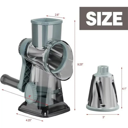 KEMORELA 3-in-1 Rotary Cheese Grater with Container - Multifunctional Manual Food Slicer & Nut Grinder, for Vegetable, Garlic