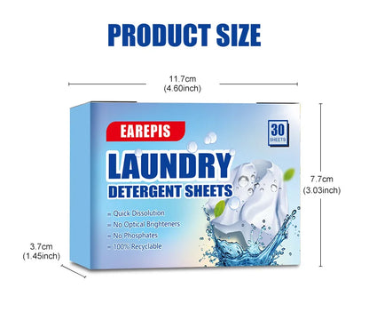 30Pcs Concentrated Laundry Detergent Sheets,Powerful Stain Removal,Odor Eliminator,Fresh Scent,Lightweight and Portable for Home