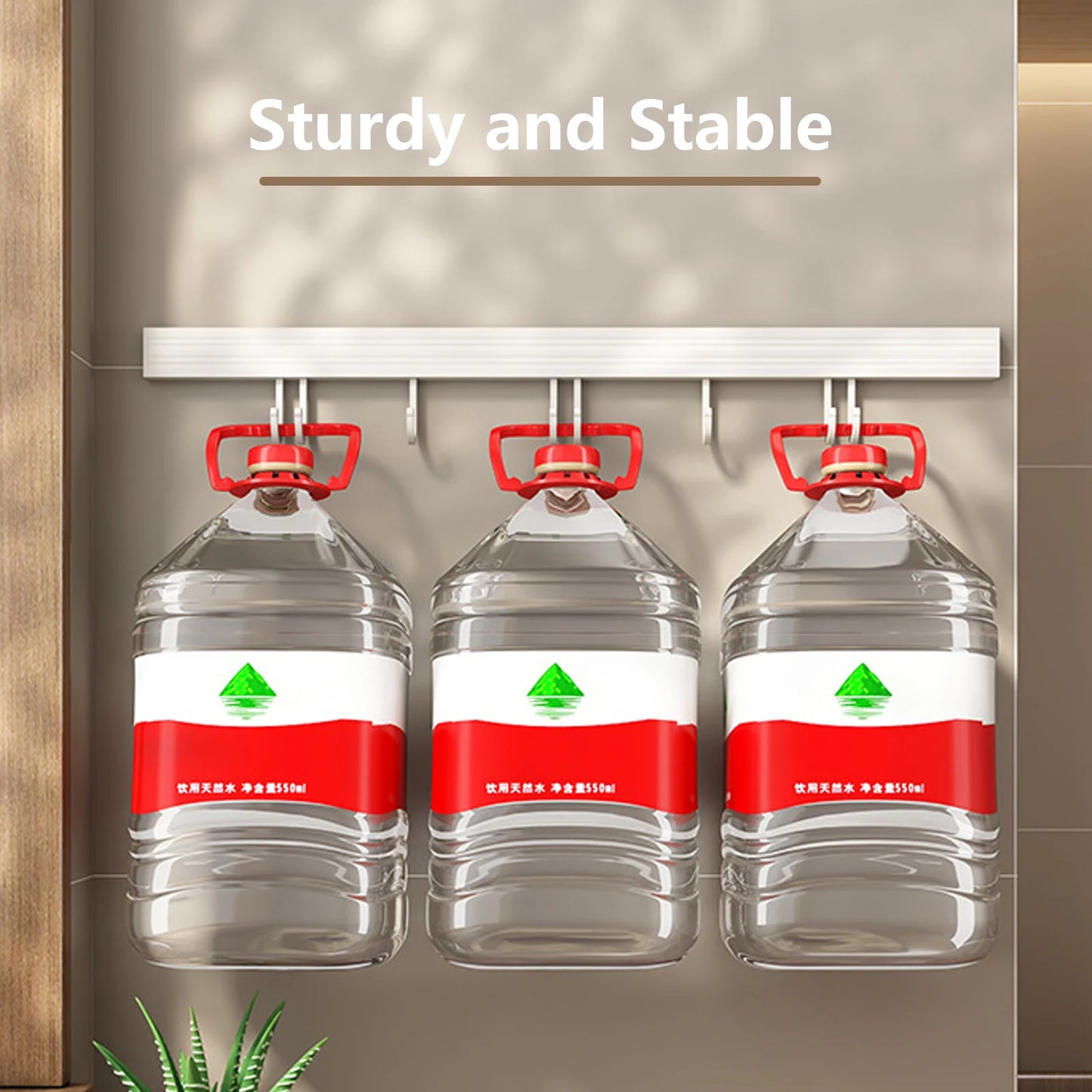 Wall Mounted Kitchen Hook Rack No-Punching Wall Hangers Rail Kitchen Utensils Rack Spoon Shovel Chopping Board Storage Rack