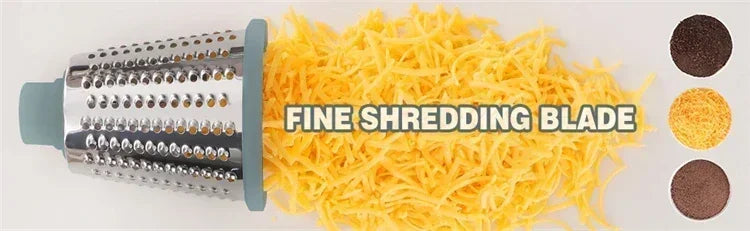 KEMORELA 3-in-1 Rotary Cheese Grater with Container - Multifunctional Manual Food Slicer & Nut Grinder, for Vegetable, Garlic