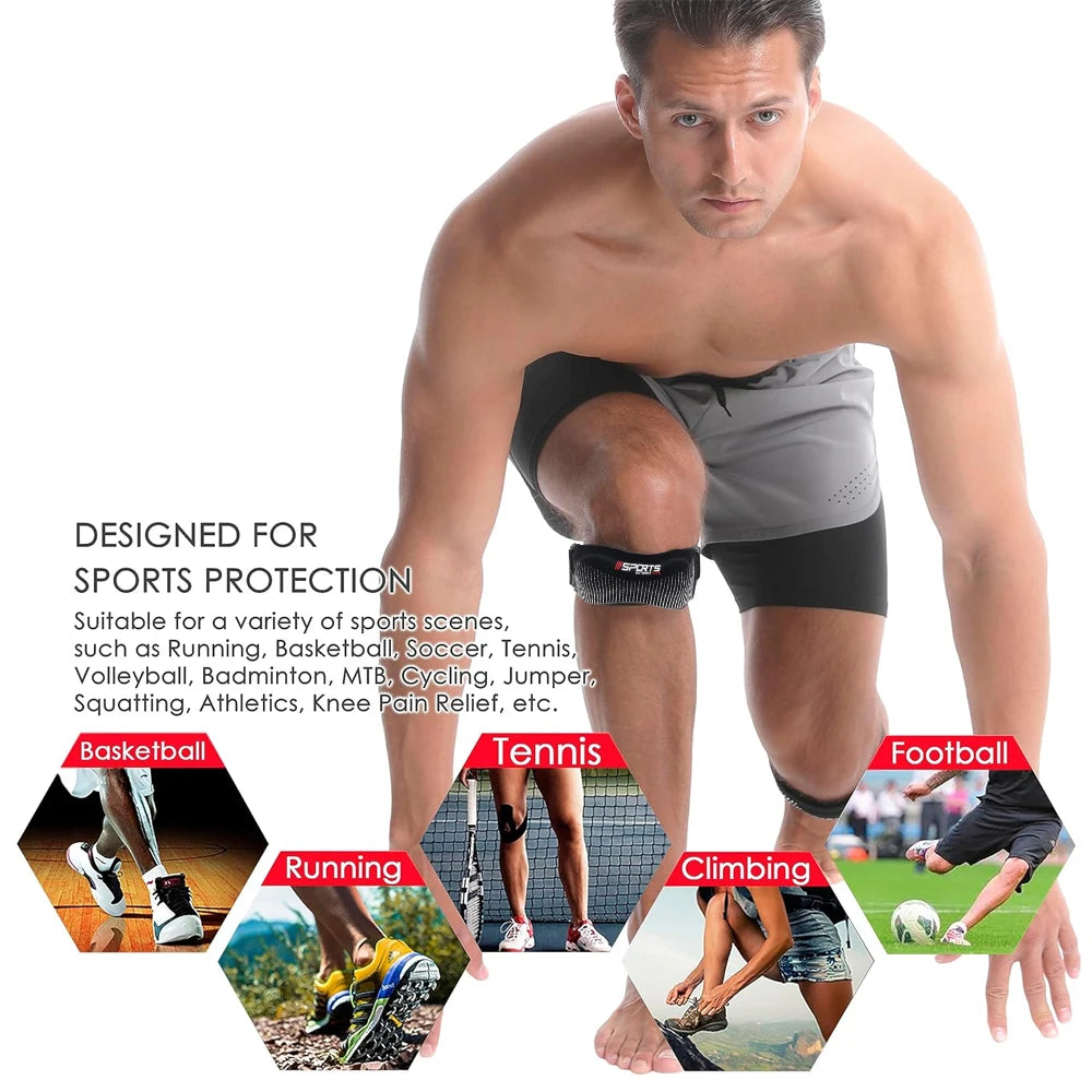 AKM BRAND Adjustable Patella Knee Strap with 10MM Silicone Pad