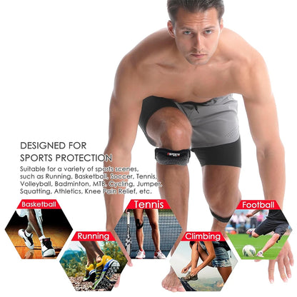 AKM BRAND Adjustable Patella Knee Strap with 10MM Silicone Pad