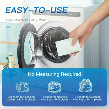 30Pcs Concentrated Laundry Detergent Sheets,Powerful Stain Removal,Odor Eliminator,Fresh Scent,Lightweight and Portable for Home