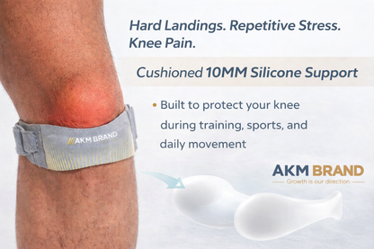 AKM BRAND Adjustable Patella Knee Strap with 10MM Silicone Pad
