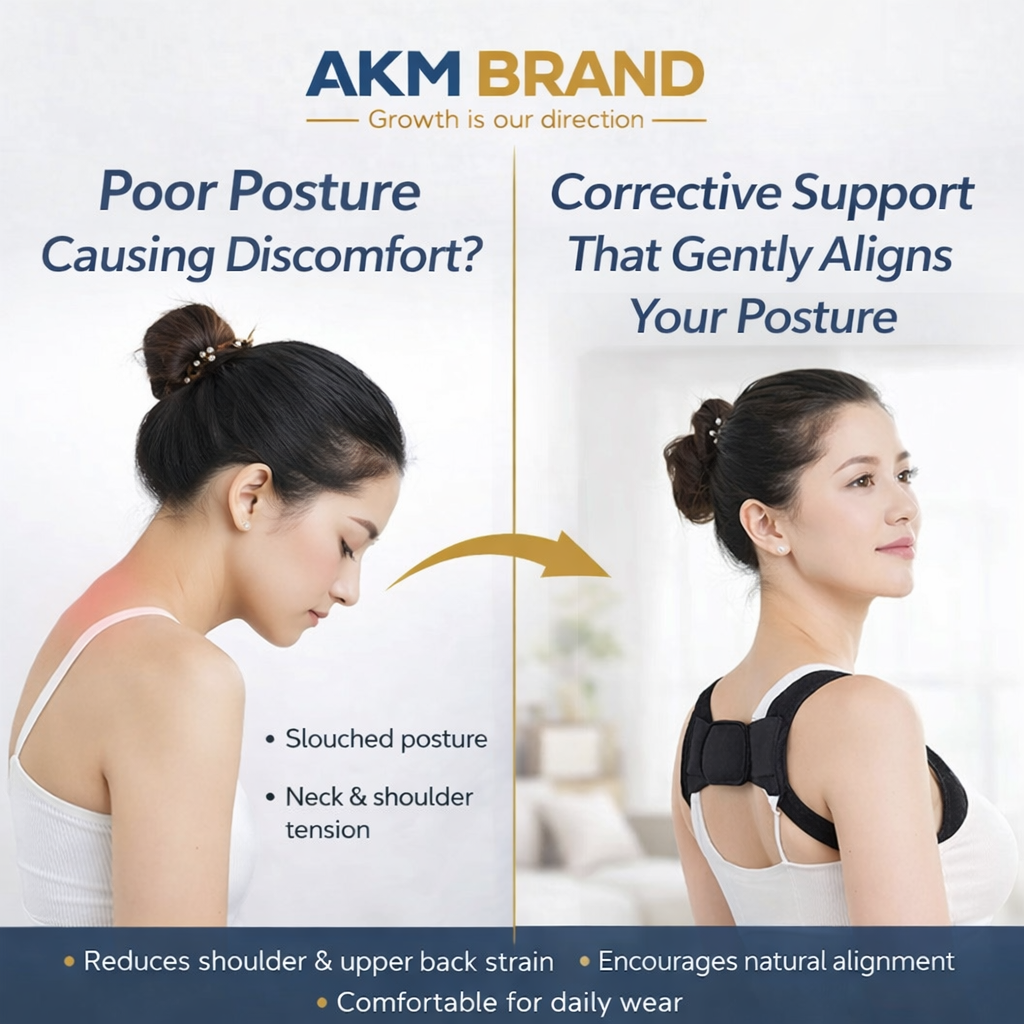 AKM BRAND Adjustable Posture Corrector Comfortable Back & Shoulder Support for Daily Use